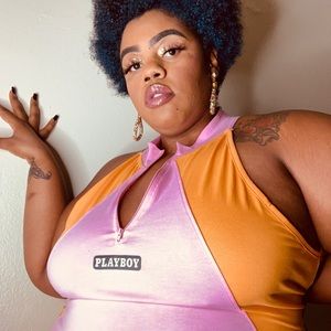 Pink and orange PLAYBOY body suit by missguided